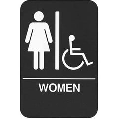 Rockwood - Safety Signs; Message or Graphic: Message & Graphic ; Sign Header: Notice ; Legend: Women ; Language: English ; Material: Plastic ; Special Color Properties: No Special Properties - Exact Tooling