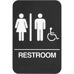 Rockwood - Safety Signs; Message or Graphic: Message & Graphic ; Sign Header: Notice ; Legend: Restroom ; Language: English ; Material: Plastic ; Special Color Properties: No Special Properties - Exact Tooling