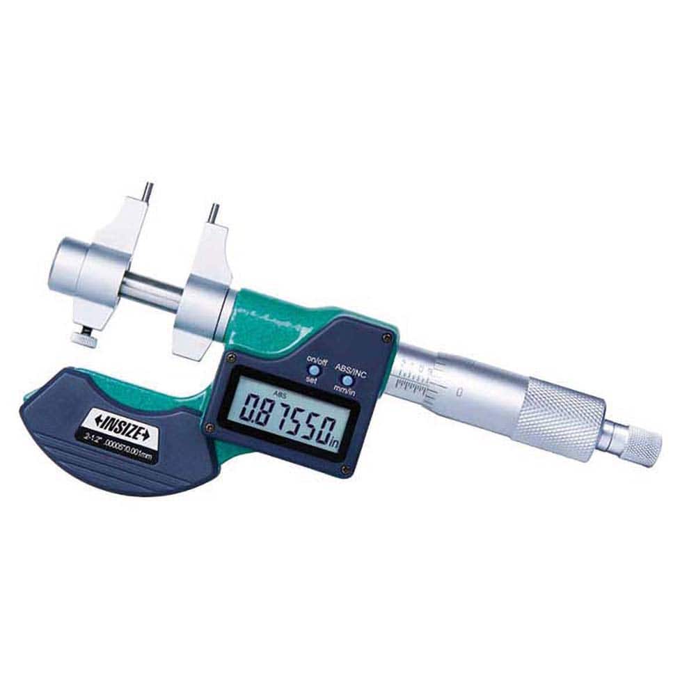 Insize USA LLC - Electronic Inside Micrometers; Minimum Measurement (Inch): 1 ; Minimum Measurement (mm): 25.00 ; Minimum Measurement (Decimal Inch): 1 ; Maximum Measurement (Inch): 2 ; Maximum Measurement (Decimal Inch): 2 ; Maximum Measurement (mm): 50 - Exact Tooling