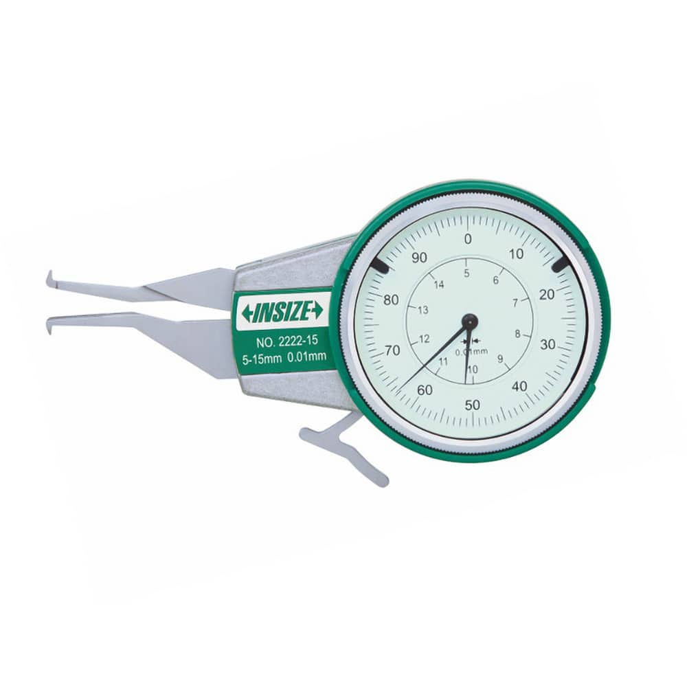 Insize USA LLC - Dial Calipers; Maximum Measurement (Inch): 0.6 ; Dial Graduation (Decimal Inch): 0.001000 ; Accuracy (Decimal Inch): ?.0015 ; Jaw Length (Decimal Inch): 0.7870 ; Dial Face Color: White ; Material: Steel - Exact Tooling