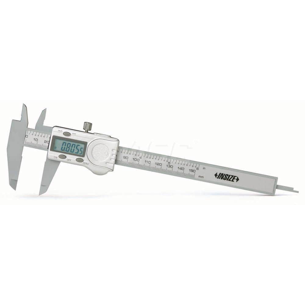Insize USA LLC - Electronic Calipers; Minimum Measurement (Decimal Inch): 0.0000 ; Maximum Measurement (Decimal Inch): 6 ; Accuracy Plus/Minus (Decimal Inch): 0.0040 ; Resolution (Decimal Inch): 0.0005 ; IP Rating: None ; Data Output: No - Exact Tooling