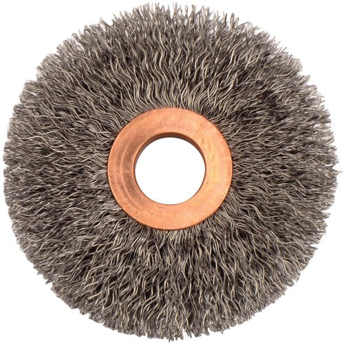 3″ Small Diameter Crimped Wire Wheel, .0118″ Steel Fill, 5/8″ Arbor Hole - Exact Tooling