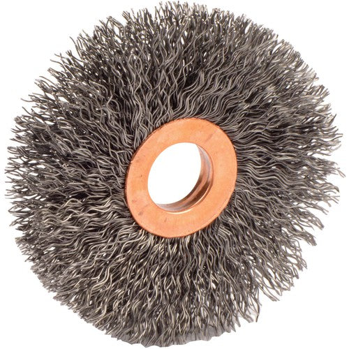 3″ Small Diameter Crimped Wire Wheel, .014″ Steel Fill, 5/8″ Arbor Hole - Exact Tooling