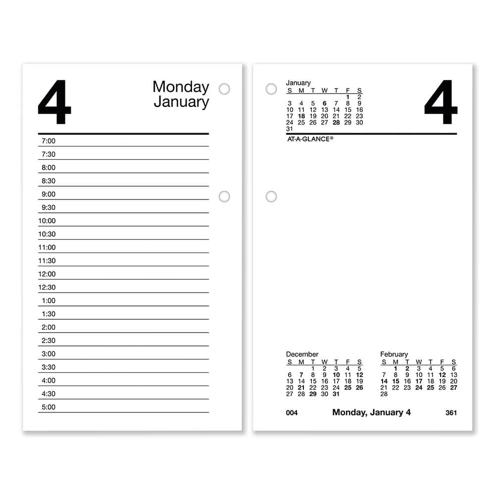 AT-A-GLANCE - Note Pads, Writing Pads & Notebooks; Writing Pads & Notebook Type: Desk Calendar Refill ; Size: 3-1/2 x 6 ; Number of Sheets: 320 ; Color: White ; Style of Rule: Planner - Exact Tooling
