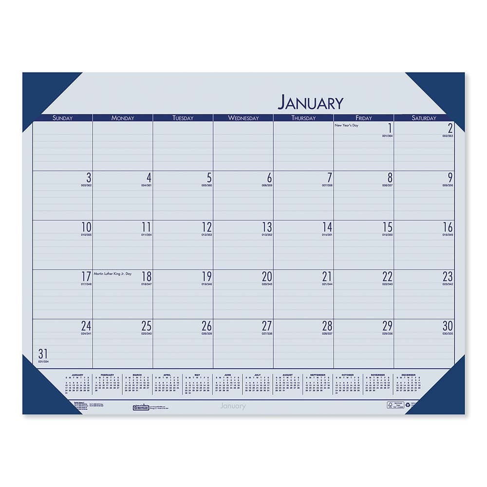 Desk Pad: 13 Sheets, Planner Ruled Ocean Blue Cover