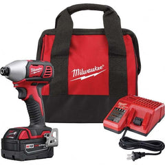 Milwaukee Tool - Cordless Impact Wrenches & Ratchets; Voltage: 18.0 ; Drive Size (Inch): 1/4 ; Battery Chemistry: Lithium-Ion ; Handle Type: Pistol Grip ; Torque (In/Lb): 1500 ; Speed (RPM): 2750 - Exact Tooling