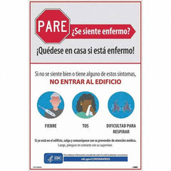 NMC - "PARE - Se Siente Enfermo", 12" Wide x 18" High, Paper Safety Sign - Exact Tooling