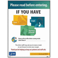 NMC - "Please Read Before Entering - If You Have Fever Cough Shortness of Breath Please Call Our Office Before Coming Inside", 18" Wide x 24" High, Paper Safety Sign - Exact Tooling