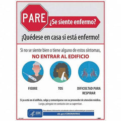 NMC - "PARE - Se Siente Enfermo", 18" Wide x 24" High, Paper Safety Sign - Exact Tooling