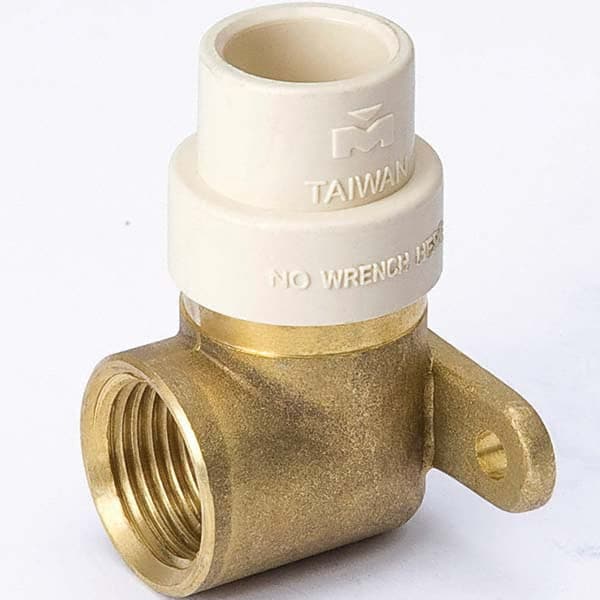 B&K Mueller - Brass & Chrome Pipe Fittings Type: 90 Drop Ear Elbow Fitting Size: 1/2 - Exact Tooling