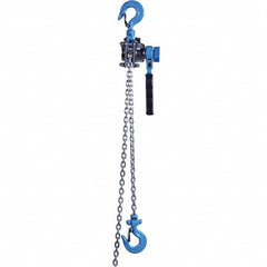 PRO-SOURCE - 550 Lb Capacity, 10' Lift Height, Chain Mini-Ratchet Lever Manual Hoist - Exact Tooling
