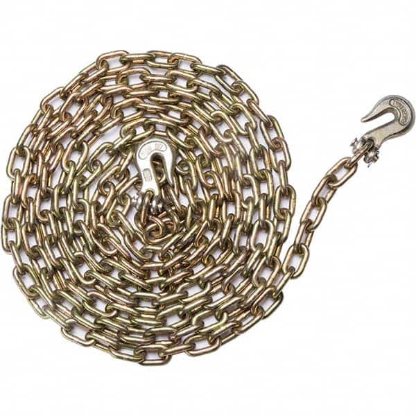 PRO-SOURCE - Welded Chain; Chain Grade: 70 ; Trade Size: 3/8 ; Load Capacity (Lb.): 6600 ; Finish/Coating: YLW ; Type: Standard Link ; Length (Feet): 16 - Exact Tooling