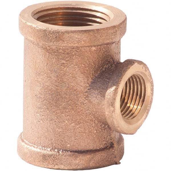 Merit Brass - Brass & Chrome Pipe Fittings Type: Reducing Tee Fitting Size: 1 x 1 x 1/4 - Exact Tooling
