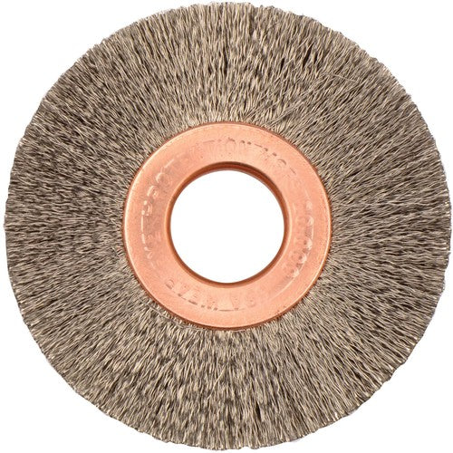 2″ Small Diameter Crimped Wire Wheel, .003″ Steel Fill, 1/2″ Arbor Hole - Exact Tooling