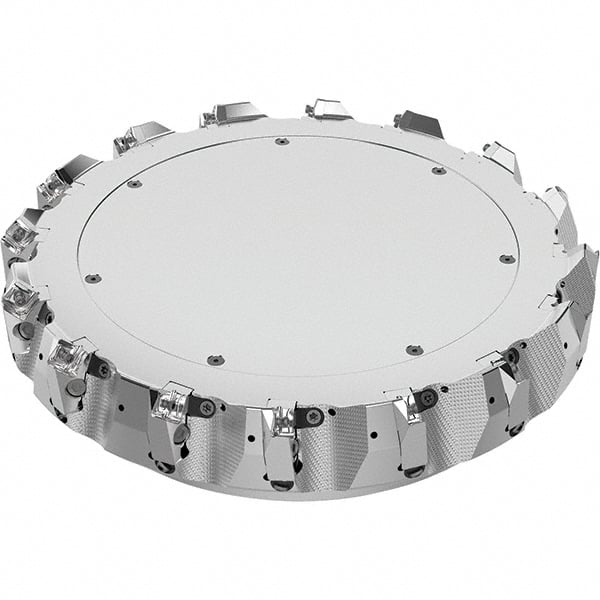 Seco - 12-1/2" Cut Diam, 2-1/2" Arbor Hole, 0.236" Max Depth of Cut, 48° Indexable Chamfer & Angle Face Mill - 16 Inserts, SN.. Insert, Right Hand Cut, 16 Flutes, Through Coolant, Series R220.54 - Exact Tooling