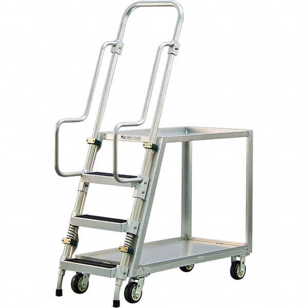 New Age Industrial - 69-1/2" High 800 Lb Capacity 3 Step Stock-Picking Ladder - Exact Tooling