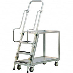 New Age Industrial - 69-1/2" High 800 Lb Capacity 3 Step Stock-Picking Ladder - Exact Tooling