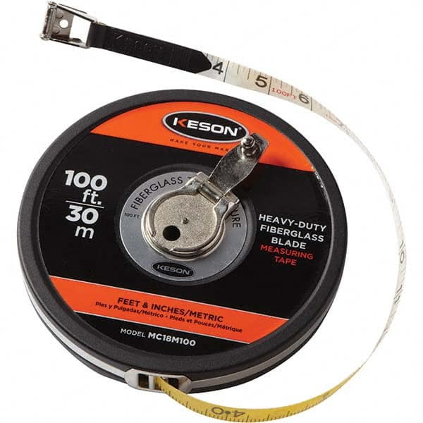 Keson - 100' x 1/2" White Blade Tape Measure - Exact Tooling