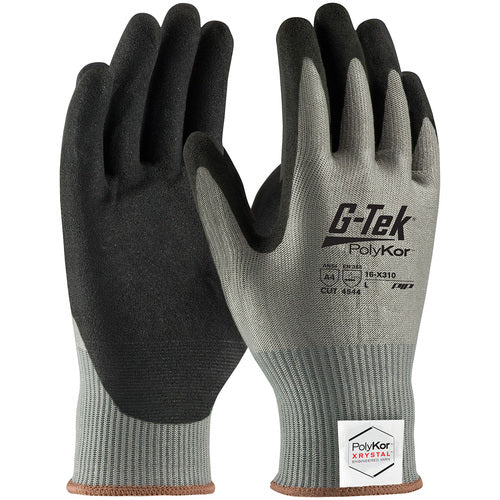 16-X310/L Coated Gloves w/Polykor - G-Tek PolyKor Xrystal - S&P Blended 13 Gauge - Nitrile MicroSurface - A4 - Exact Tooling