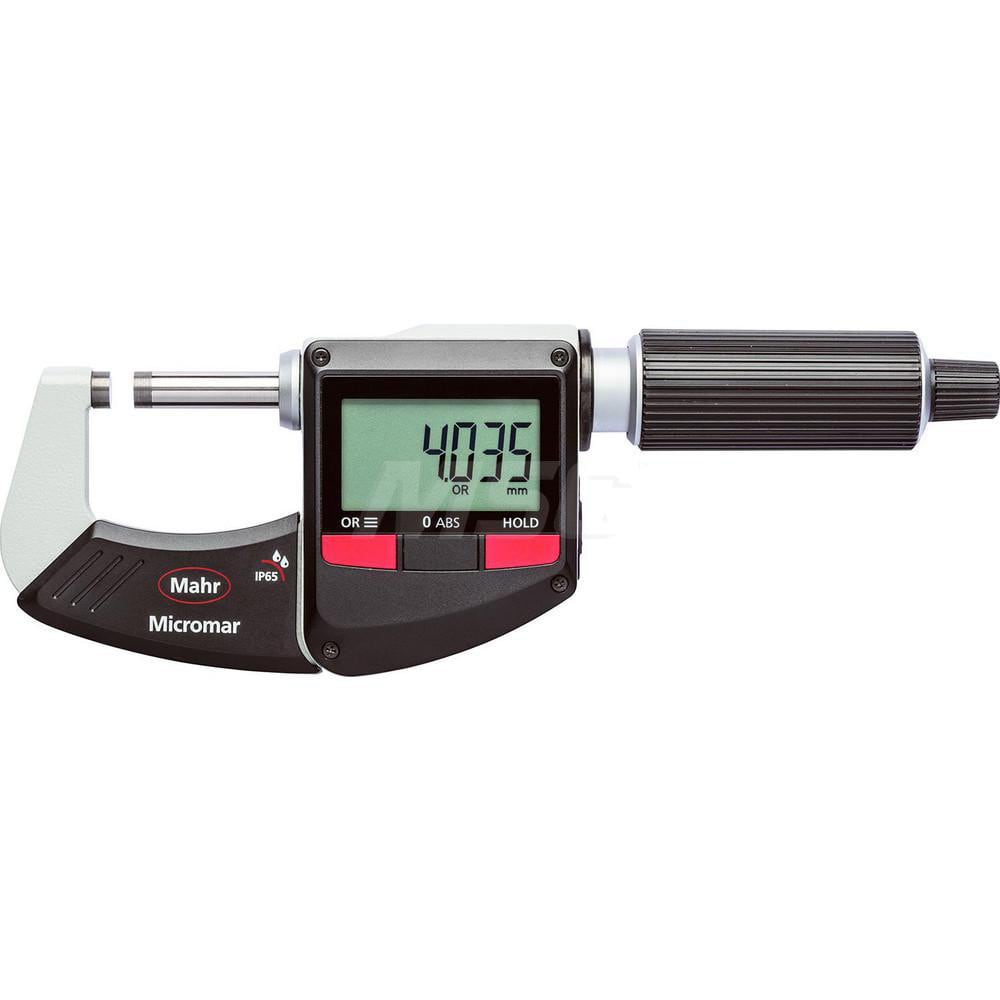 Mahr - Electronic Outside Micrometers; Type: Digital Outside Micrometer ; Minimum Measurement (Decimal Inch): 3 ; Minimum Measurement (mm): 75.00 ; Maximum Measurement (mm): 100 ; Thimble Type: Ratchet ; Calibrated: Yes - Exact Tooling