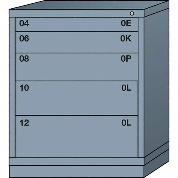 Lyon - 5 Drawer, Standard Mid-Range - Multiple Drawer Access Cabinet - Steel, 30" Wide x 28-1/4" Deep x 37-15/79" High, Dove Gray - Exact Tooling