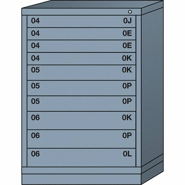 Lyon - 10 Drawer, Standard Counter - Multiple Drawer Access Cabinet - Steel, 30" Wide x 28-1/4" Deep x 44-1/4" High, Dove Gray - Exact Tooling