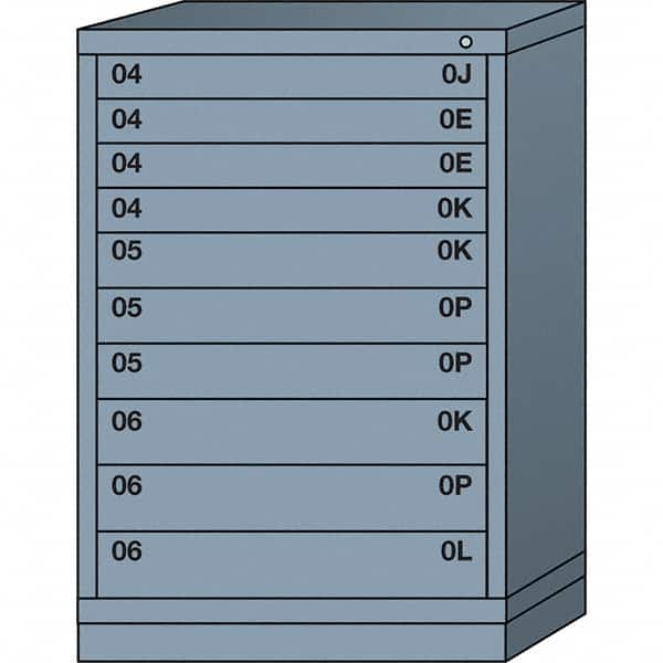 Lyon - 10 Drawer, Standard Counter - Single Drawer Access Cabinet - Steel, 30" Wide x 28-1/4" Deep x 44-1/4" High, Dove Gray - Exact Tooling