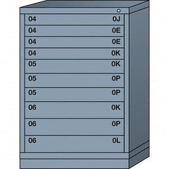 Lyon - 10 Drawer, Standard Counter - Single Drawer Access Cabinet - Steel, 30" Wide x 28-1/4" Deep x 44-1/4" High, Dove Gray - Exact Tooling