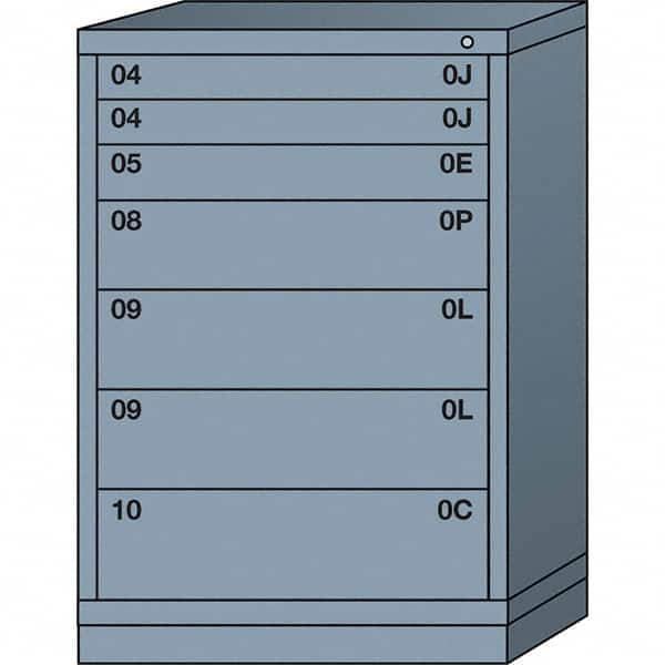 Lyon - 7 Drawer, Standard Counter - Multiple Drawer Access Cabinet - Steel, 30" Wide x 28-1/4" Deep x 44-1/4" High, Dove Gray - Exact Tooling