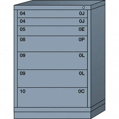 Lyon - 7 Drawer, Standard Counter - Multiple Drawer Access Cabinet - Steel, 30" Wide x 28-1/4" Deep x 44-1/4" High, Dove Gray - Exact Tooling