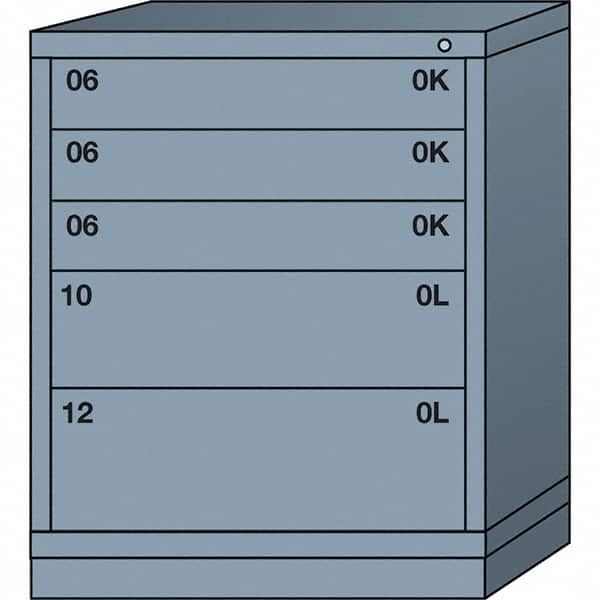 Lyon - 5 Drawer, Standard Mid-Range - Single Drawer Access Cabinet - Steel, 30" Wide x 28-1/4" Deep x 37-15/79" High, Dove Gray - Exact Tooling