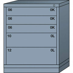 Lyon - 5 Drawer, Standard Mid-Range - Single Drawer Access Cabinet - Steel, 30" Wide x 28-1/4" Deep x 37-15/79" High, Dove Gray - Exact Tooling