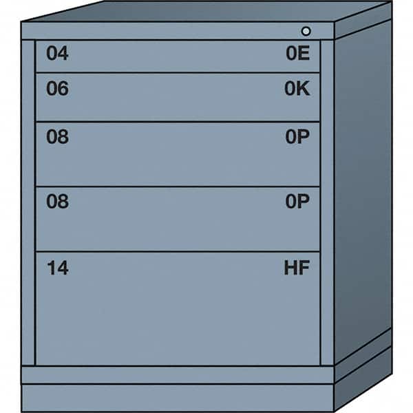 Lyon - 5 Drawer, Standard Mid-Range - Multiple Drawer Access Cabinet - Steel, 30" Wide x 28-1/4" Deep x 37-15/79" High, Dove Gray - Exact Tooling
