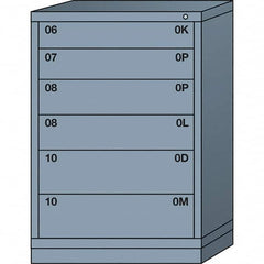 Lyon - 6 Drawer, Standard Counter - Multiple Drawer Access Cabinet - Steel, 30" Wide x 28-1/4" Deep x 44-1/4" High, Dove Gray - Exact Tooling