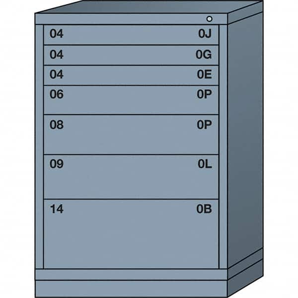 Lyon - 7 Drawer, Standard Counter - Single Drawer Access Cabinet - Steel, 30" Wide x 28-1/4" Deep x 44-1/4" High, Dove Gray - Exact Tooling