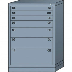 Lyon - 7 Drawer, Standard Counter - Single Drawer Access Cabinet - Steel, 30" Wide x 28-1/4" Deep x 44-1/4" High, Dove Gray - Exact Tooling