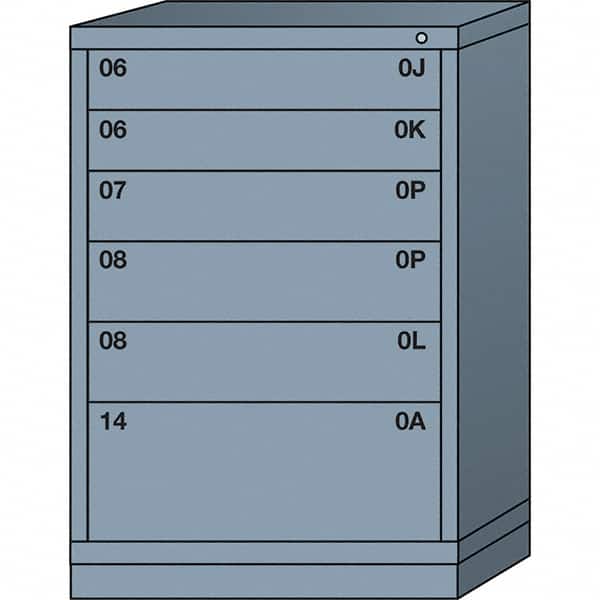 Lyon - 6 Drawer, Standard Counter - Multiple Drawer Access Cabinet - Steel, 30" Wide x 28-1/4" Deep x 44-1/4" High, Dove Gray - Exact Tooling
