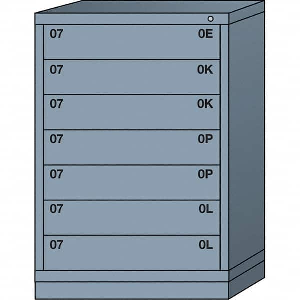 Lyon - 7 Drawer, Standard Counter - Multiple Drawer Access Cabinet - Steel, 30" Wide x 28-1/4" Deep x 44-1/4" High, Dove Gray - Exact Tooling