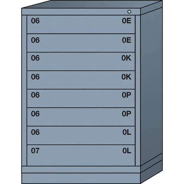 Lyon - 8 Drawer, Standard Counter - Single Drawer Access Cabinet - Steel, 30" Wide x 28-1/4" Deep x 44-1/4" High, Dove Gray - Exact Tooling