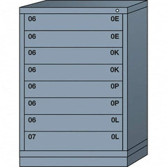 Lyon - 8 Drawer, Standard Counter - Single Drawer Access Cabinet - Steel, 30" Wide x 28-1/4" Deep x 44-1/4" High, Dove Gray - Exact Tooling
