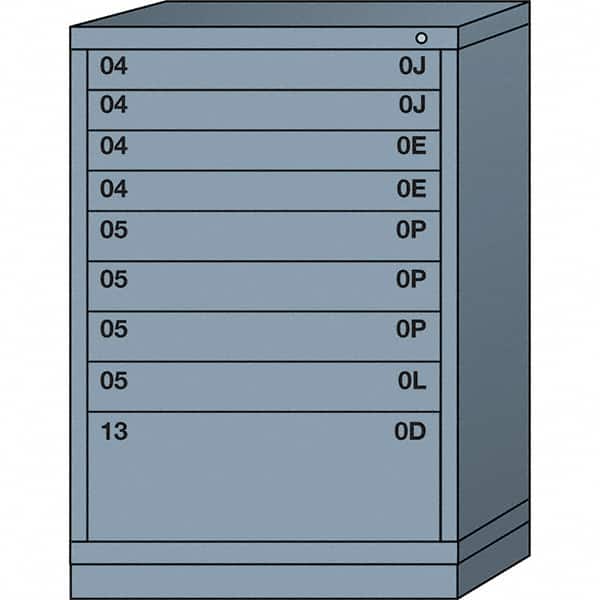 Lyon - 9 Drawer, Standard Counter - Multiple Drawer Access Cabinet - Steel, 30" Wide x 28-1/4" Deep x 44-1/4" High, Dove Gray - Exact Tooling