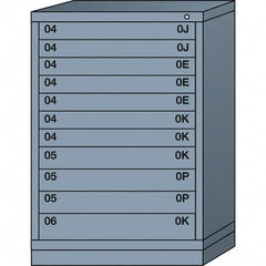 Lyon - 11 Drawer, Standard Counter - Multiple Drawer Access Cabinet - Steel, 30" Wide x 28-1/4" Deep x 44-1/4" High, Dove Gray - Exact Tooling