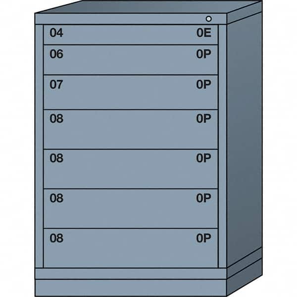 Lyon - 7 Drawer, Standard Counter - Multiple Drawer Access Cabinet - Steel, 30" Wide x 28-1/4" Deep x 44-1/4" High, Dove Gray - Exact Tooling