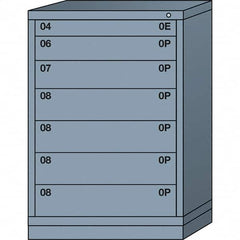 Lyon - 7 Drawer, Standard Counter - Single Drawer Access Cabinet - Steel, 30" Wide x 28-1/4" Deep x 44-1/4" High, Dove Gray - Exact Tooling