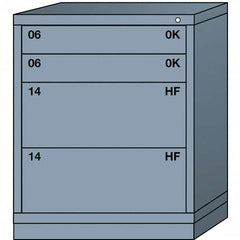 Lyon - 4 Drawer, Standard Counter - Single Drawer Access Cabinet - Steel, 30" Wide x 28-1/4" Deep x 37-15/79" High, Dove Gray - Exact Tooling