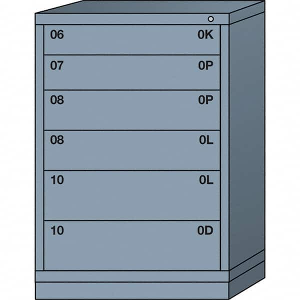 Lyon - 6 Drawer, Standard Counter - Single Drawer Access Cabinet - Steel, 30" Wide x 28-1/4" Deep x 44-1/4" High, Dove Gray - Exact Tooling