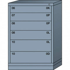 Lyon - 6 Drawer, Standard Counter - Single Drawer Access Cabinet - Steel, 30" Wide x 28-1/4" Deep x 44-1/4" High, Dove Gray - Exact Tooling