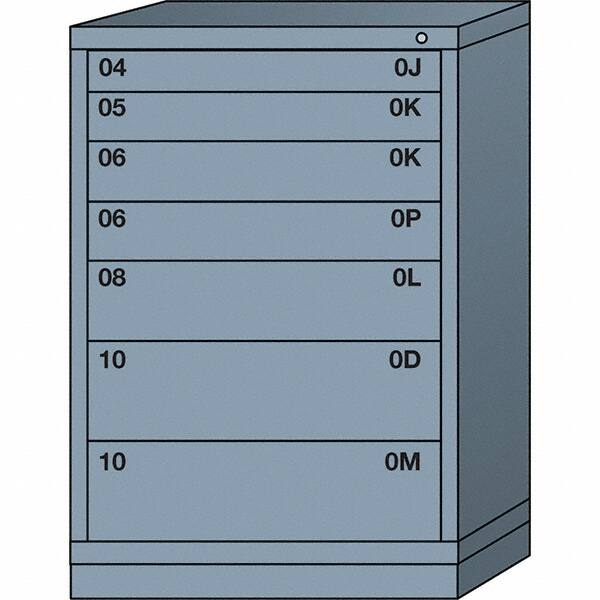 Lyon - 7 Drawer, Standard Counter - Single Drawer Access Cabinet - Steel, 30" Wide x 28-1/4" Deep x 44-1/4" High, Dove Gray - Exact Tooling