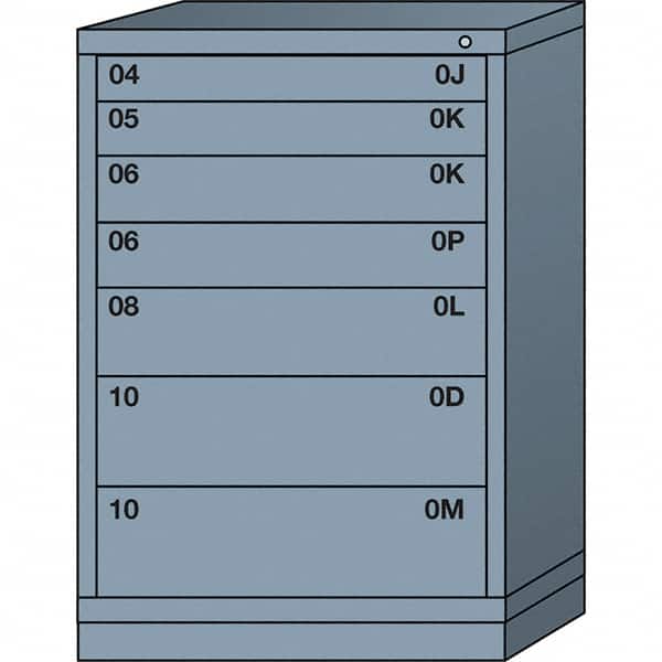 Lyon - 7 Drawer, Standard Counter - Multiple Drawer Access Cabinet - Steel, 30" Wide x 28-1/4" Deep x 44-1/4" High, Dove Gray - Exact Tooling