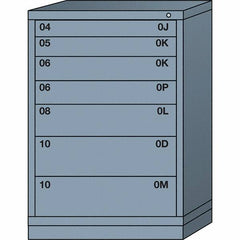 Lyon - 7 Drawer, Standard Counter - Single Drawer Access Cabinet - Steel, 30" Wide x 28-1/4" Deep x 44-1/4" High, Dove Gray - Exact Tooling